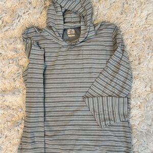 Johnnie-O Blue Striped Hooded Long Sleeve Top